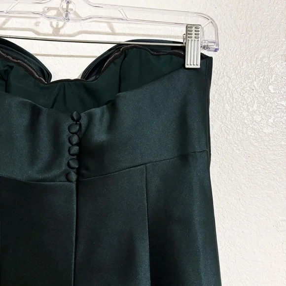 Alfred Sung Natasha Bow Detail Strapless Satin Twill Column Gown Evergreen D859 - Picture 8 of 10